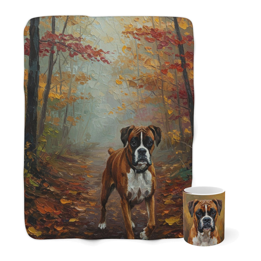 Boxer Cozy Set — 2-Piece Blanket + Mug Gift Set | Autumn Woods | Tritan