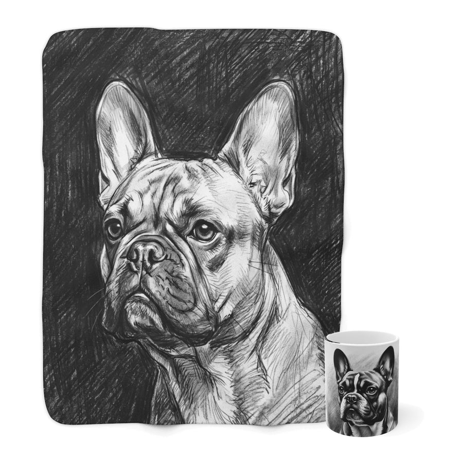 French Bulldog Cozy Set — 2-Piece Blanket + Mug Gift Set | Charcoal | Tritan