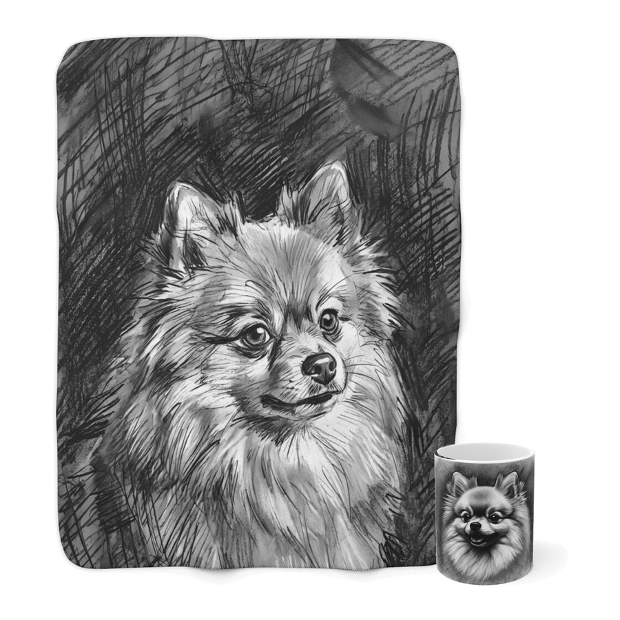 Pomeranian Cozy Set — 2-Piece Blanket + Mug Gift Set | Charcoal | Tritan