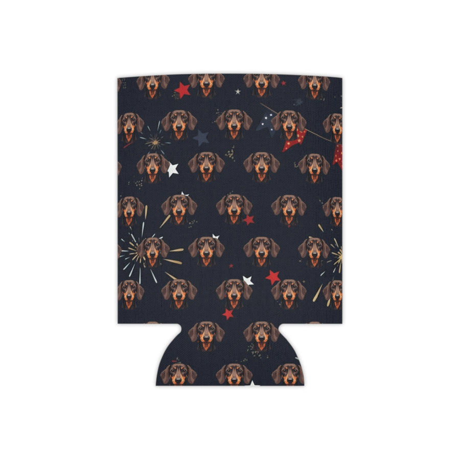 Dachshund America 250 Can Cooler, Patriotic Dog Pattern Wiener Dog Gift, American Flag Party Decor, Premium Beverage Holder