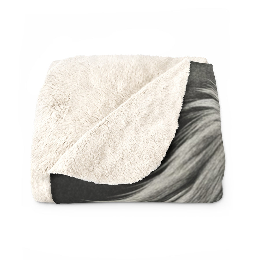 Havanese Charcoal Portrait Sherpa Fleece Blanket | Dog Lover Gift