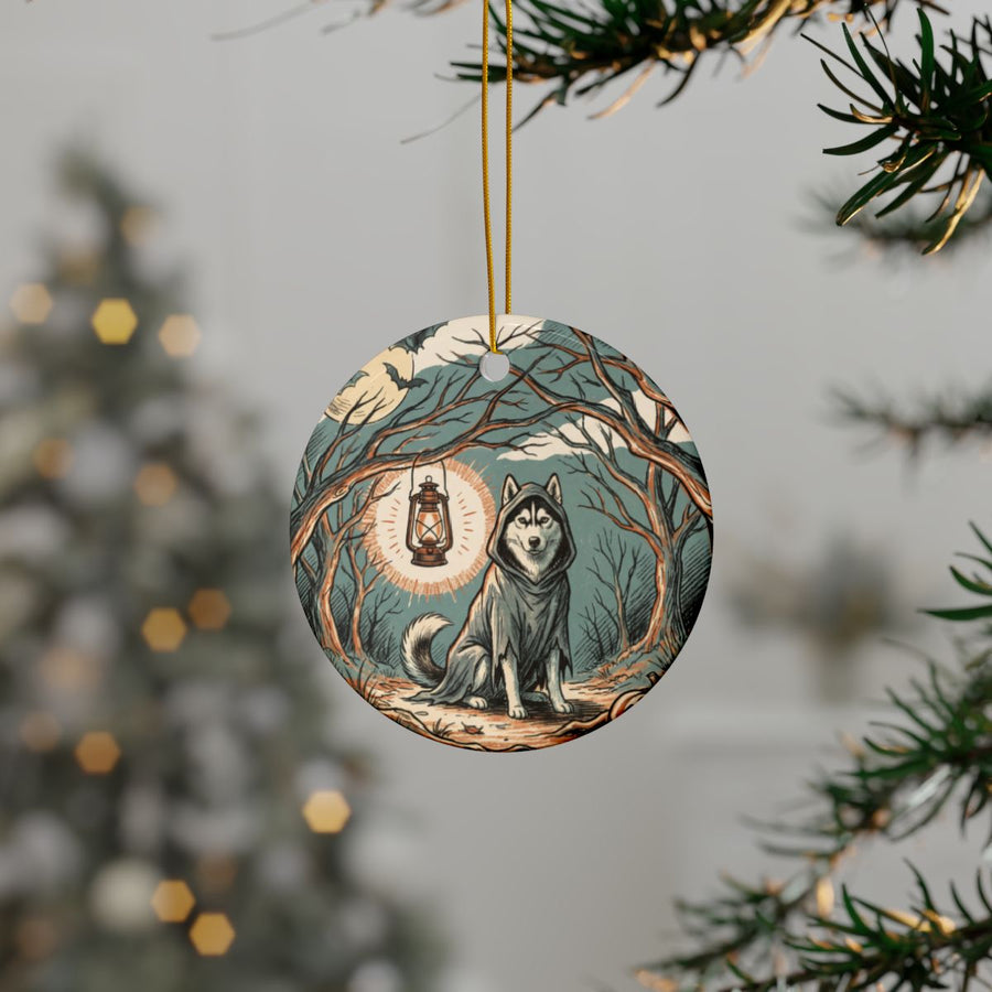 Siberian Husky Halloween Poster ceramic ornament by Tritan, context