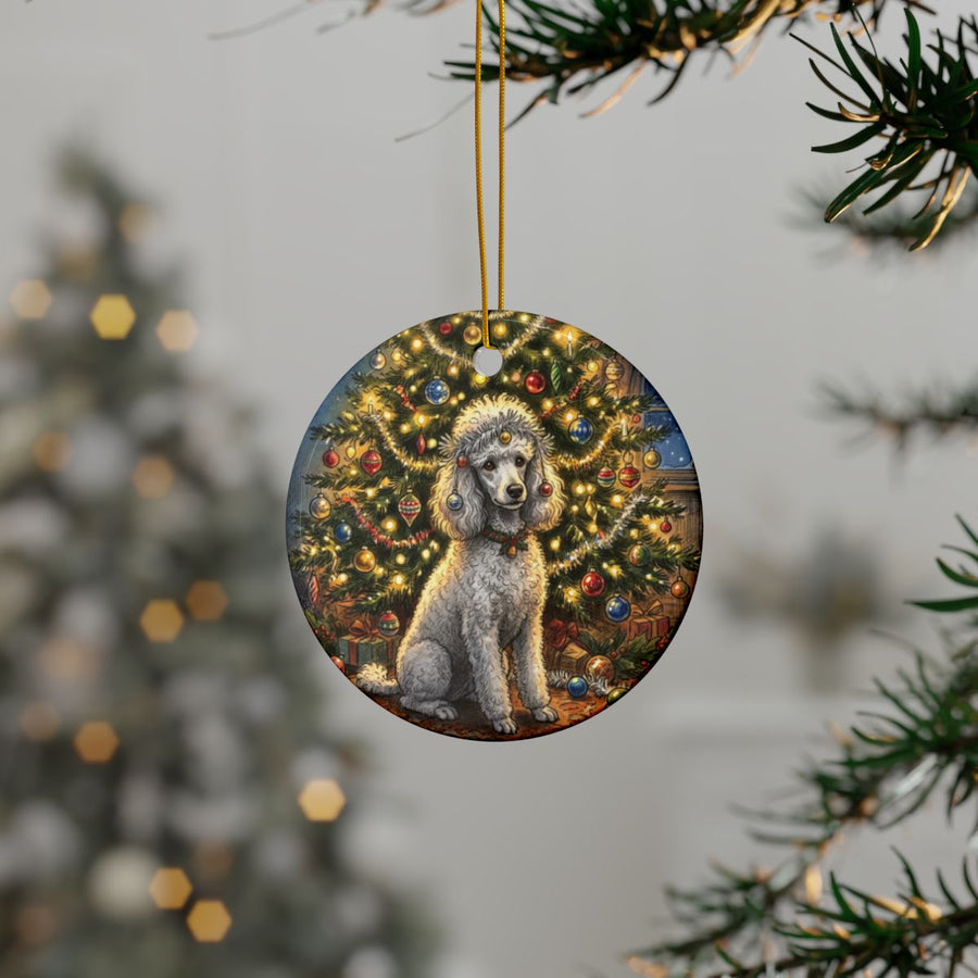 Poodle Christmas Storybook ceramic ornament by Tritan, context