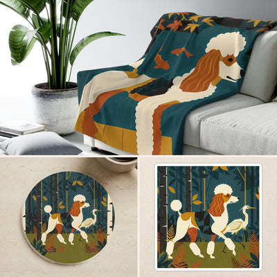 Poodle Retro Autumn Cozy Gift Set | Sherpa Blanket, Coaster & Sticker | Tritan