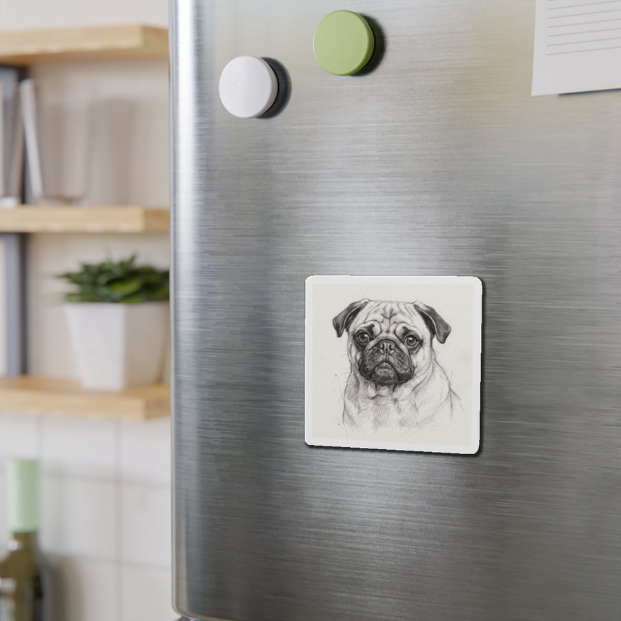 Pug Graphite die-cut magnet by Tritan, on steel