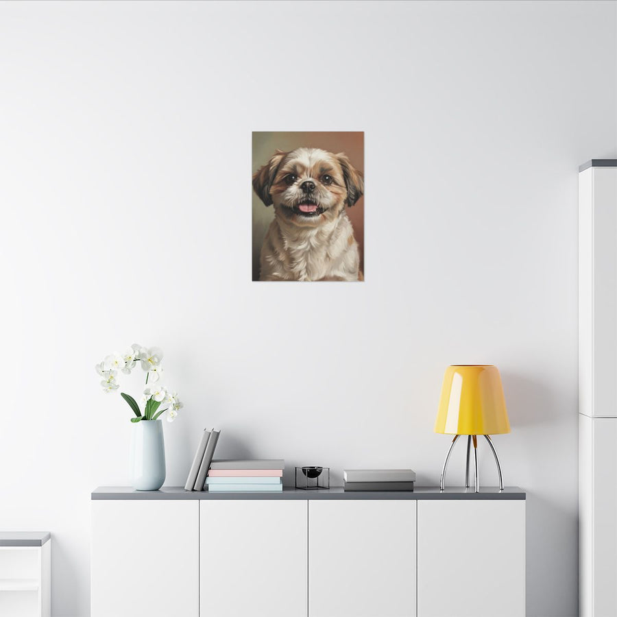 Shih Tzu Oil Painting Canvas Wall Art | Warm Dog Portrait | Pet Lover Gift | Stretched Canvas Decor for Shih Tzu Owners