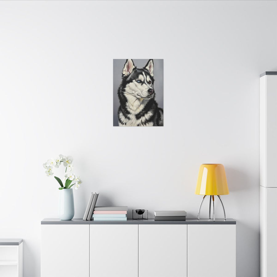 Siberian Husky Oil Portrait Canvas Wall Art - Regal Husky Dog Lover Gift - Pet Art Print Home Decor