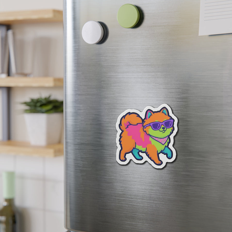 Pomeranian Retro Y2K die-cut magnet by Tritan, on steel