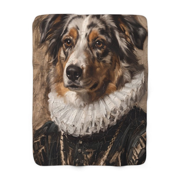 Blanket with a renaissance style regal dog portrait