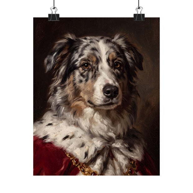 Poster of a dog in a royal oil-painting portrait