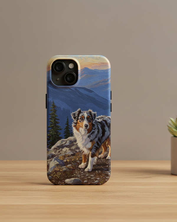Acrylic Australian Shepherd - Mountain Overlook | Tough Phone Case