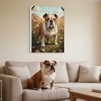 English Bulldog Stained Glass Canvas Print, Dog Wall Art Decor, Pet Lover Gift, Dog Art, Housewarming Gift