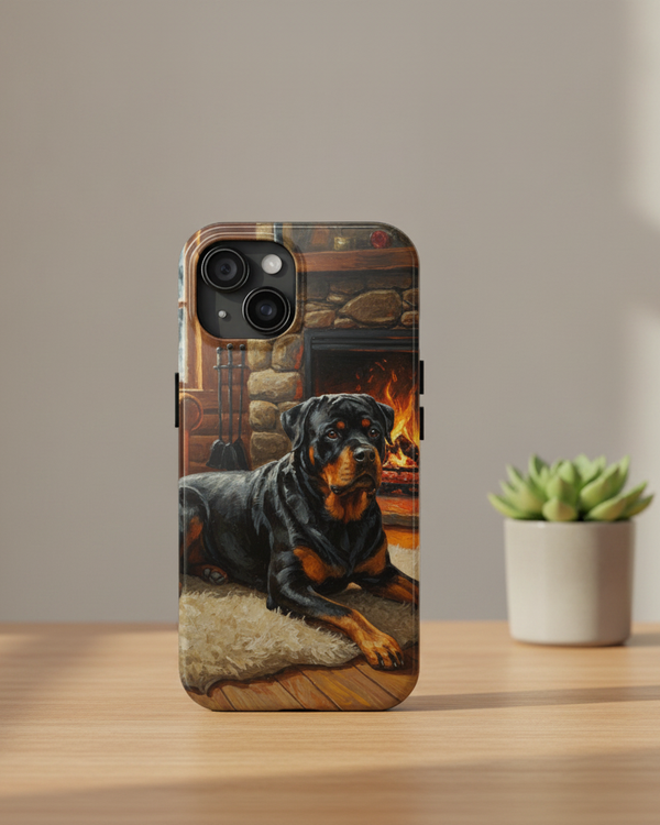 Acrylic Rottweiler - Winter Hearth | Tough Phone Case