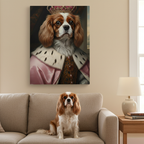Cavalier King Charles Spaniel Kings & Queens Royal Portrait Canvas Wall Art, Regal Dog Painting, Stretched Canvas