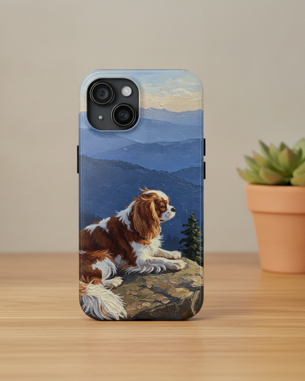 Acrylic Cavalier King Charles Spaniel - Mountain Overlook | Tough Phone Case
