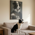 Border Collie Medieval Knight Portrait Canvas Wall Art, Regal Dog Painting, Border Collie Lover Gift, Stretched Canvas