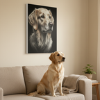Golden Retriever Charcoal Portrait Canvas Wall Art | Dog Lover Gift | Pet Print Home Decor | Black & White Animal Art | Stretched Canvas