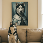 Siberian Husky Renaissance Royal Portrait Canvas Wall Art, Regal Dog Painting, Siberian Husky Lover Gift, Stretched Canvas
