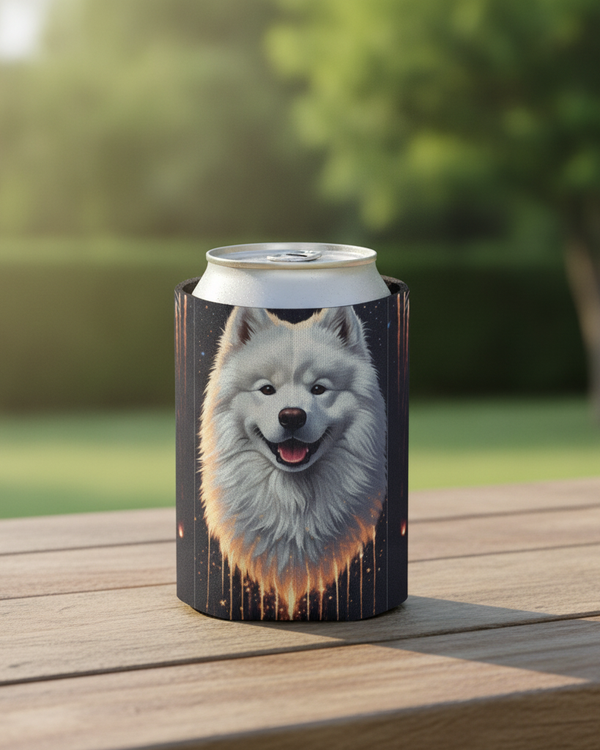 Samoyed America 250 Can Cooler | Patriotic Dog Gift | Independence Day Drink Holder | America 250 Party Accessory