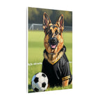 German Shepherd Oil Painting Soccer Portrait Canvas Wall Art Decor, Dog Lover Gift, Pet Owner Present, GSD Art Print