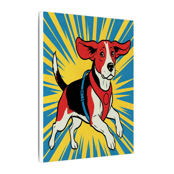 Beagle Comic Pop Art Canvas - Energetic Retro Dog Print with Halftone Shading and Bold Outlines