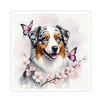 Australian Shepherd Watercolor Butterfly Bloom Kiss-Cut Stickers | Premium Dog Prints | Tritan — view 4 of 12