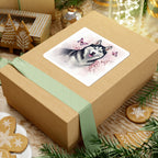 Siberian Husky Watercolor Butterfly Bloom Kiss-Cut Stickers | Premium Dog Prints | Tritan — view 8 of 12