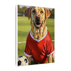 Labrador Retriever Oil Painting Soccer Portrait Canvas, Lab Dog Wall Art Decor, Sports Fan Gift for Home, Pet Art