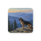 Acrylic German Shepherd - Mountain Overlook | Cork Back Coaster