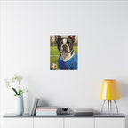 Boston Terrier Oil Painting Soccer Portrait Canvas Wall Art - Dog Lover Gift, Pet Decor, Sports Fan Home Art