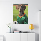 German Shorthaired Pointer Oil Painting Soccer Portrait Wall Art, GSP Dog Lover Gift, Canine Decor, Fetching Football Fan Canvas