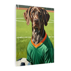 German Shorthaired Pointer Oil Painting Soccer Portrait Wall Art, GSP Dog Lover Gift, Canine Decor, Fetching Football Fan Canvas