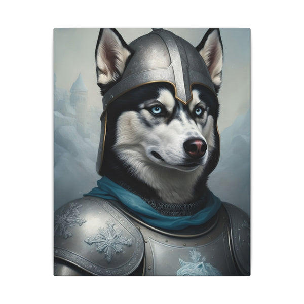 Siberian Husky Medieval Knight Portrait Canvas Wall Art, Regal Dog Painting, Siberian Husky Lover Gift, Stretched Canvas