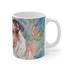 English Bulldog Watercolor Ceramic Coffee Mug 11oz, Soft Dog Painting, English Bulldog Lover Gift