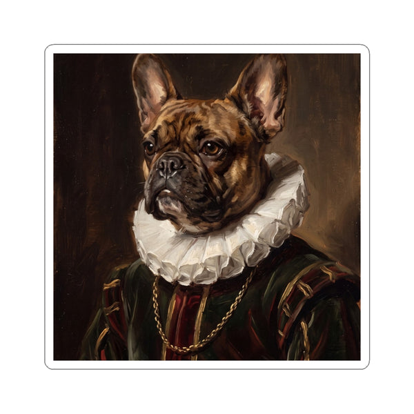 French Bulldog Renaissance Royal Portrait Sticker, Dog Portrait Vinyl Decal, Kiss-Cut Sticker, French Bulldog Lover Gift