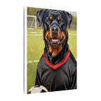 Rottweiler Oil Painting Soccer Portrait Canvas Wall Art Decor | Rottie Dog Lover Gift | Premium Pet Portrait Print