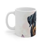 Rottweiler Watercolor Butterfly Bloom Coffee Mug | Premium Dog Prints | Tritan — secondary view