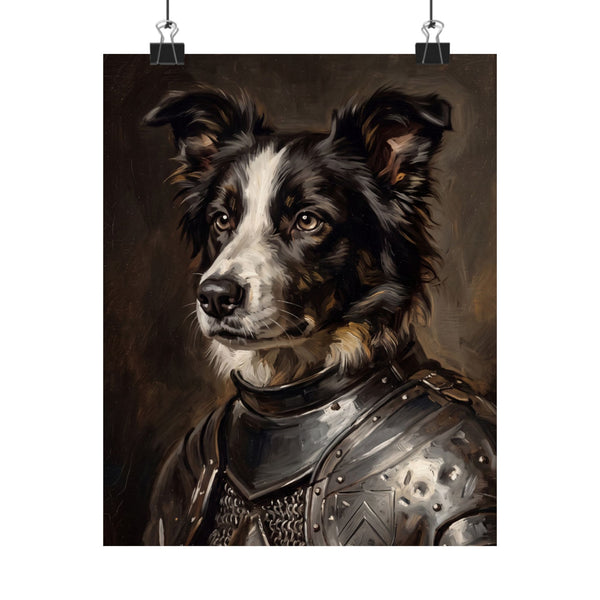 Border Collie Medieval Knight Portrait Matte Poster, Regal Dog Art Print, Border Collie Lover Gift, Wall Art