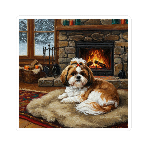 Acrylic Shih Tzu - Winter Hearth | Kiss-Cut Stickers