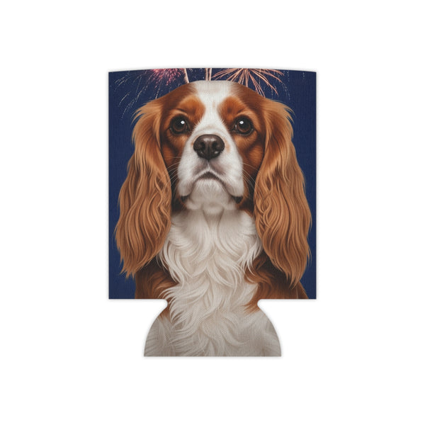 Cavalier King Charles Can Cooler, America 250 Patriotic Dog Pattern, Cavie Gift, Independence Day Drinkware, Dog Lover Present