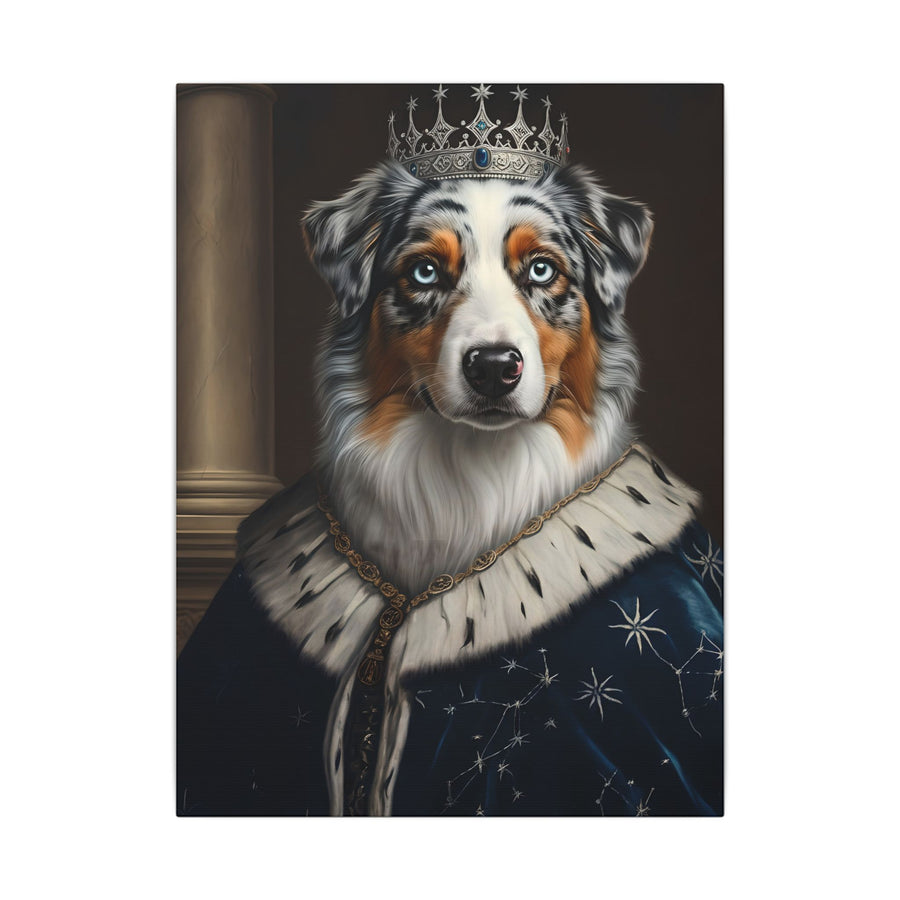 Australian Shepherd Kings & Queens Royal Portrait Canvas Wall Art, Regal Dog Painting, Australian Shepherd Lover Gift, Stretched Canvas