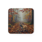 Acrylic French Bulldog - Autumn Woods | Cork Back Coaster