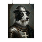 Border Collie Medieval Knight Portrait Matte Poster, Regal Dog Art Print, Border Collie Lover Gift, Wall Art