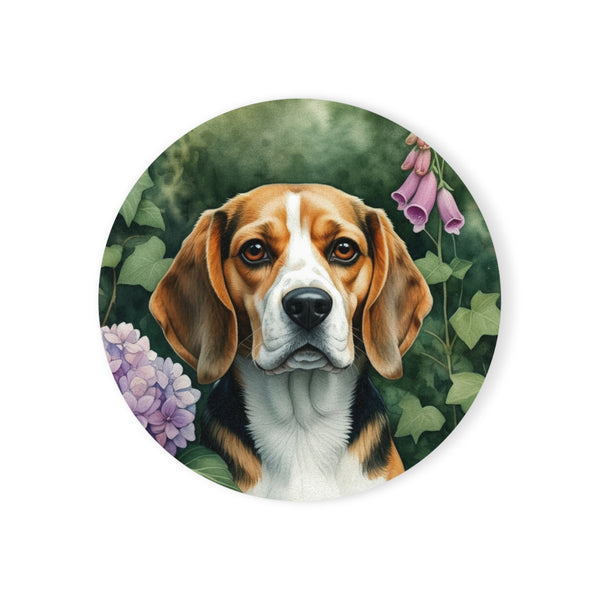 Beagle Watercolor Garden Peek Drink Coaster | Premium Dog Prints | Tritan