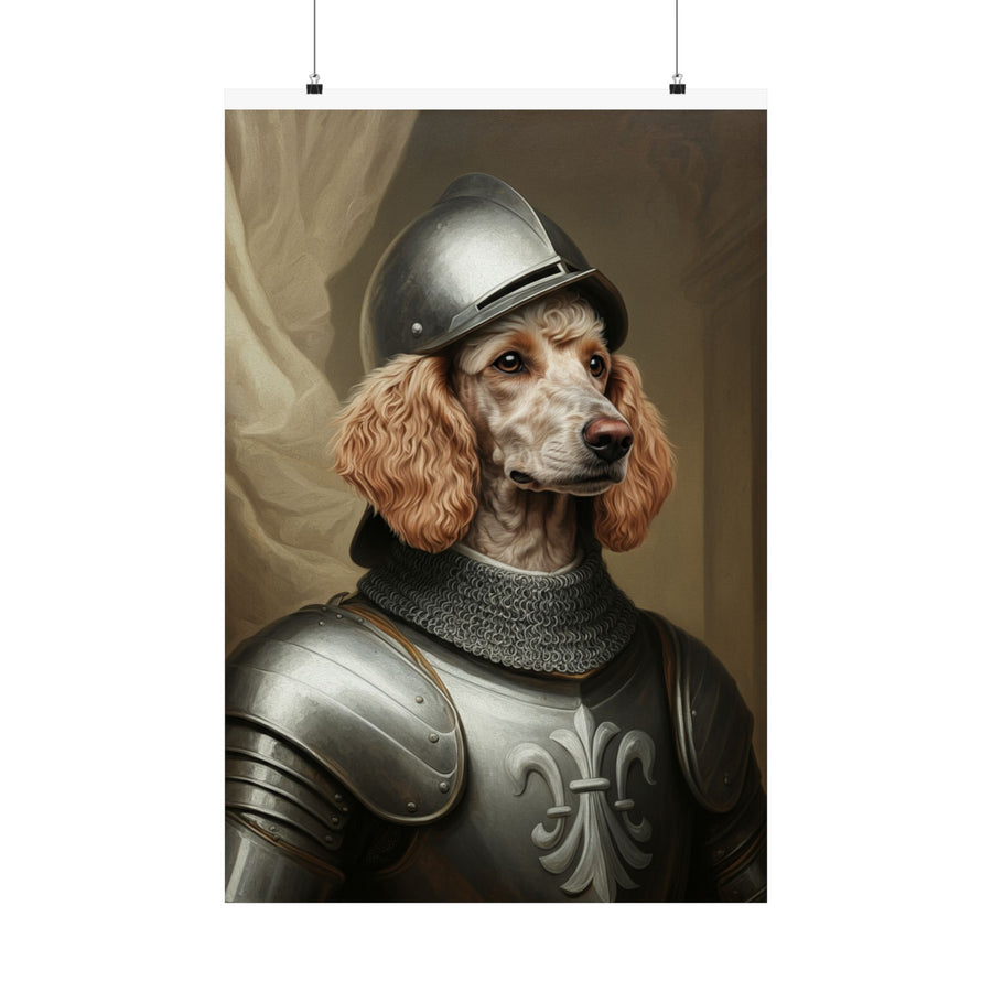 Poodle Medieval Knight Portrait Matte Poster, Regal Dog Art Print, Poodle Lover Gift, Wall Art