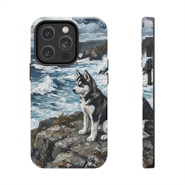 Siberian Husky Acrylic Gallery Print Coastal Cliffside Phone Case | Premium Dog Prints | Tritan