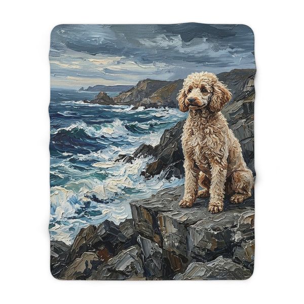 Acrylic Gallery Print Poodle - Coastal Cliffside | Sherpa Fleece Blanket