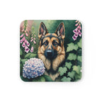 German Shepherd Watercolor Garden Peek Drink Coaster | Premium Dog Prints | Tritan — secondary view