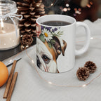 English Bulldog Watercolor Floral Crown Coffee Mug | Premium Dog Prints | Tritan — detail view