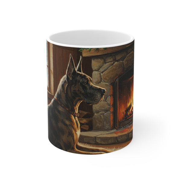 Acrylic Great Dane - Winter Hearth | Ceramic Mug 11oz